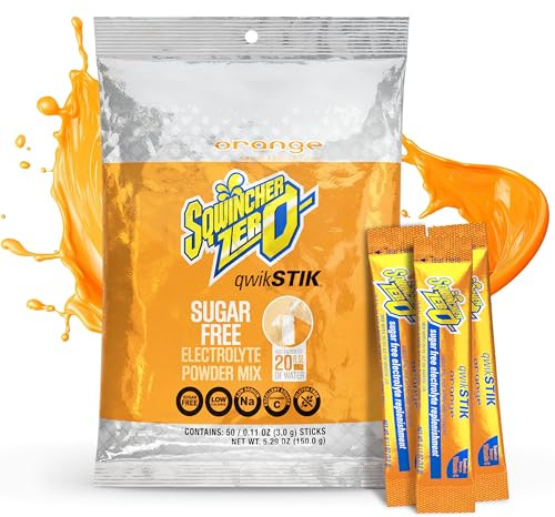 Sqwincher Qwik Stik, Sugar Free, Orange Flavor, .11oz Packet, 50 Pack