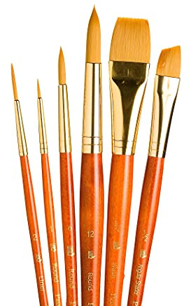 Princeton Art & Brush Synthetic Gold Taklon Real Value Brush Set-6 kg,Transparent