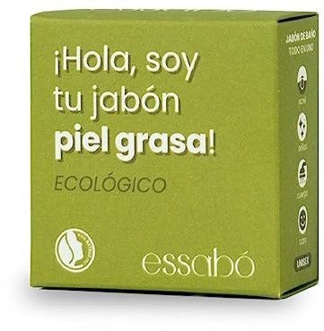 Essabó - Jabón Piel Grasa y Acné - 100% Natural - Enriquecido con Arcilla Verde - Base de Aceite de Coco y Aceite de Oliva - Ideal para Pieles Grasas o con Acné - Sin Alérgenos - 120 g