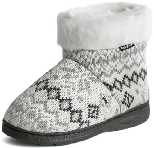 GURGER Zapatillas Casa Niñas Niños Estar Invierno Pantuflas de Casa Botas Altas Botines Peluche Forradas Gris 30 31