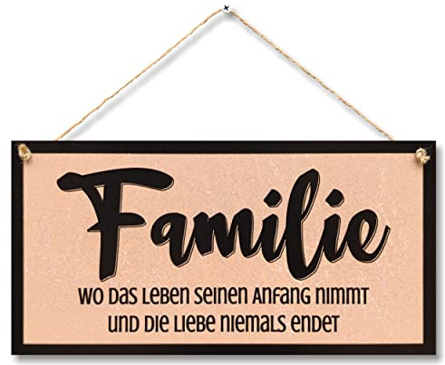 CARISPIBET Familie wo das Leben Hausdeko Wohnkultur Dekoschild Wandkunst 15 x 30 cm