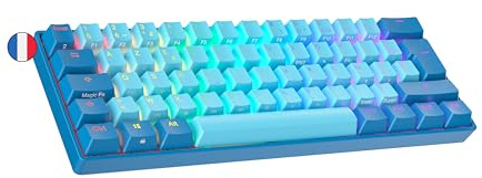 Ranked N60 Nova Clavier Mécanique de Jeu 60% | Hot Swap Gaming Keyboard | 62 Touches Programmables | RGB LED | Mac, PC Windows | AZERTY Français (Bleu, Gateron Pro Red)