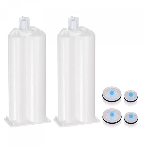 sourcing map Lot de 2 cartouches adhésives pour pistolet époxy - 115 mm - Double cartouche de colle avec piston gris - Pour pistolet à colle AB 2:1 de 50 ml