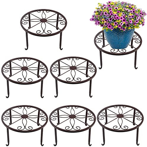 ZEONHEI 6 Stück 24cm Metall Pflanzenständer, Blumenhocker Pflanzenständer, Blumentopfständer Metall Rund, Pflanzgefäß Heimpflanzenständer für Blumentöpfe Innen-Balkon, Outdoor Garten