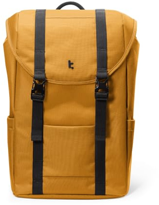tomtoc 13-15.6 inch Flap Laptop Backpack, Vintage Unisex Lightweight, Water-Resistant Travel Casual Daypack, Work-pack Rucksack for 15.6 inch Laptop, 22L, Yellow