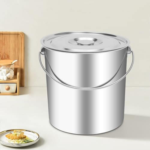EurHomePlus Soudesileim Edelstahleimer mit Deckel 20 L, 304 Edelstahl | 1,6 mm, mit Tragegriff für Küche Gastronomie Tierfutter und Vorräte