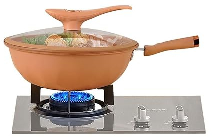 Supatmul Antihaftbeschichteter Ton-Wok mit Dampfkorb, Dämpfen Und Kochen In Einem, Kompatibel Mit Offenen Feuerherden Und Induktionsherden, Multifunktionaler Gebratene mit Deckel for Alle Kochfelder