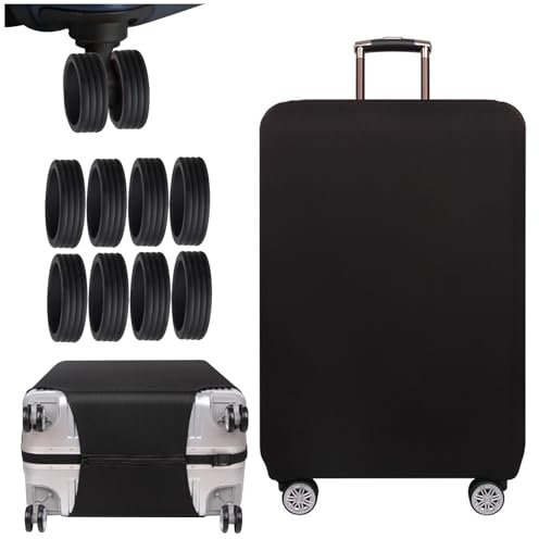Kofferschutzhülle XL Elastisch Kofferhülle, Koffer Hüllen mit Kofferrollen Schutz, Reisekoffer Suitcase Cover (Schwarz)