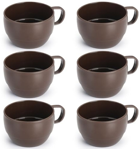 ReaNea Lot de 6 tasses à café en plastique léger et durable pour la maison, l'extérieur, le pique-nique, le camping, idée cadeau d'anniversaire 355 ml