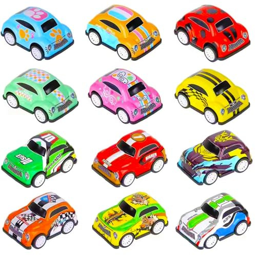 FeiOne 12 Stück Aufziehauto, Spielzeugautos ab 2 Jahre, Spielzeugautos, Aautos ab 2 Jahre, Kleine Autos, Ostergeschenke Kinder Pull Back Rennfahrzeuge für 2 3 5 Jahre alte Jungen Party Taschen Füller