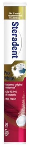 Stera-dent Pro White Mint Fresh Denture Cleanser Tablets, 30 Count, Kills 99.9% Bacteria