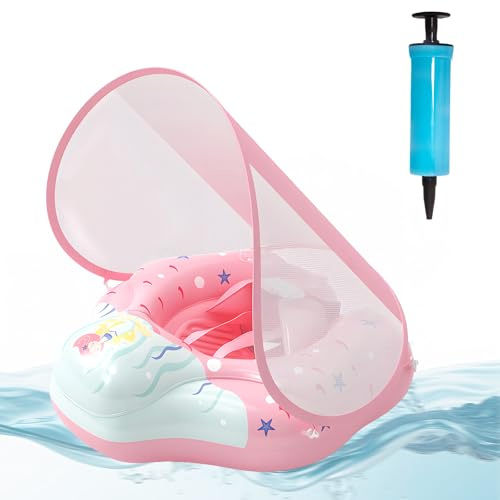 ACTOYS Bouee Bebe, Baby Float Bouée pour Bébé, Bouee Enfant, Bouee Pisicne Bebe, Bouee Bebe avec Pare Soleil, Bouée pour Enfant, Bouée de Natation Gonflable (Sirène, L : 12-36 Mois)