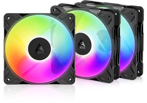 ARCTIC P12 Pro Reverse A-RGB – 3 Pack – 120 mm Premiumfläkt med omvänd luftflöde, PWM fläkt med Y-kabeldelare, 500-3000 rpm, 0 rpm <5% PWM, 5V Digital RGB, hydrodynamiskt lager, 4-Pin - svart