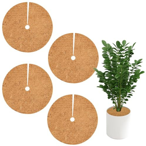 Kunaxku Protection en Noix de Coco pour Plantes en Pot, 40cm disques Fibre de Coco Protection Contre Le Gel hivernale, Lot de 4 Tapis
