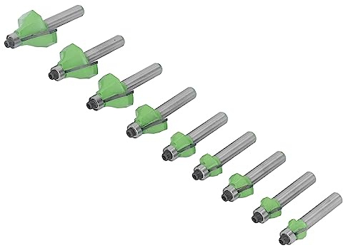 Fresa madera 9PCS fresas para router 8mm mango - Corte preciso y sin rebabas, alta dureza con recubrimiento PTFE, ideal para bricolaje y carpintería profesional