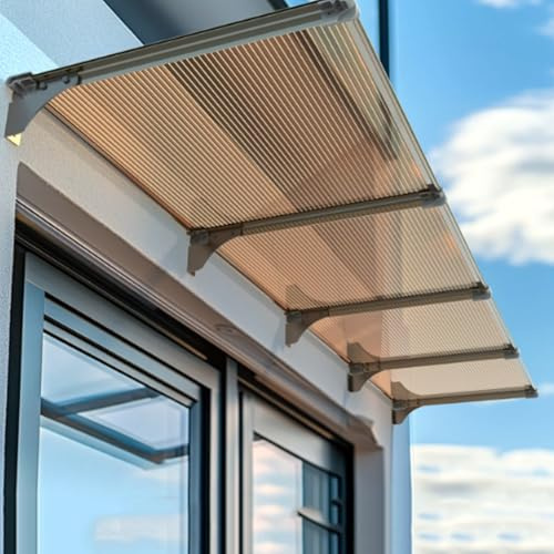 Auvent de Porte et Fenêtres Moderne en Polycarbonate,Marquise Solaire Abri Banne Entrée,Auvent Marquise de Jardin Extérieur,Abri Contre la Pluie pour Fenêtre en Aluminium (40x80cm/16 x31)