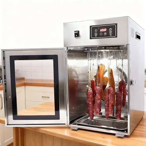 moupeaktain Essiccatore Alimentare Commerciale da 800 W, Camera di Stagionatura della Carne in Acciaio Inossidabile Rotante a 360°, Essicatore Alimenti, Controllo della Temperatura da 30-90℃