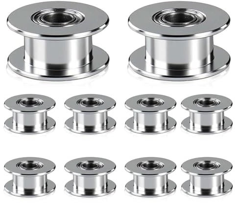 Xiciki 10 stycken GT2 Pulley, GT2 remskiva aluminium tandlös Idler 20 tänder 5 mm Bore för 3D-skrivare 6 mm bred GT2 kuggrem