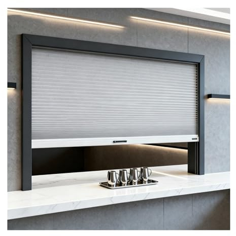 Customizable Concertina Privacy Door Gate, Folding Serving Hatch Door, Sliding Window, Water Proof Invisible Cellular Divider Door for Counters/Pool House/Office/Interior