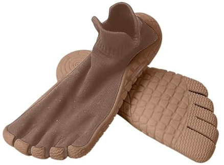 Women's Five Finger Shoes Barefoot Training Gloves Non-Slip Fitness Ballet Flats Comfortable Home Workout Beach Shoes，Multicolor (Brown,43-EU)