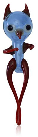 Botella Teufel grande azul agua Teufel Agua Tanzer soplado handgeformt Lauscha el original