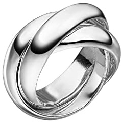 Unisex Ring 925 Sterling Silber massiv – Dreifach Rollring mit 3 beweglichen Schienen – 10 mm breit – Hochglanzpoliert – Silberring modern & zeitlos