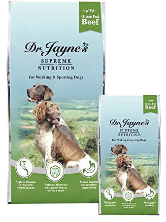 Dr Jayne's Supreme Nutrition with Grass Fed Beef, Complete Dry Dog Food for Working and Sporting Dogs - Rich in Protein and Vitamins, 24kg