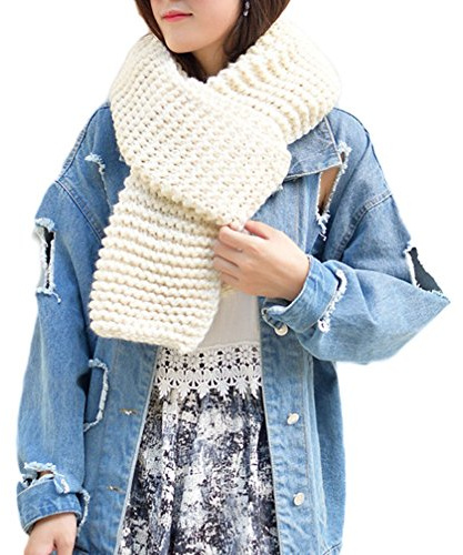 DELEY Unisex Coppia Sciarpe Invernali Maglia Lana Grosso Cavo Caldo Spessore Reversibile Grande Stole Scialli Mantella Natale Regali Bianco