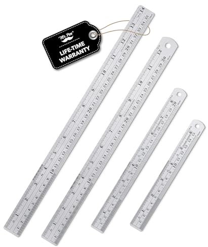 Mr. Pen Steel Rulers, Pack of 4, 6, 8, 12, 14 inch Metal Rulers