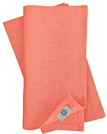 Linen & Cotton 4 x Stoffservietten Hygge, 100% Leinen - Coral Rosa, 45x45cm | Servietten Stoff, Leinenservietten für Feiern Home Esstisch Abendessen Restaurant, Hochzeit, Taufe, Geburtstag & Weihnachten