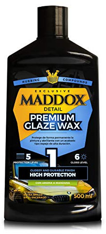 Maddox Detail - Cera Carnauba Coche para Brillo Superior | Abrillantador Coche Carrocería y Polímeros Sintéticos | Cera Carroceria para Protección | Pulidora Coche Pintura | Premium Glaze Wax 500ml