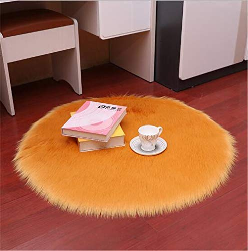 Hava Kolari Lammfell Faux Teppich Schaffell Lammfellimitat Nachahmung Longhair Bettvorleger Fell Wolle Vorleger oder Matte für Stuhl Sofa (70cm,Orange)