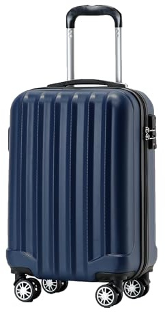 BEIBYE Handgepäck Koffer 55x35x20 cm, Hartschalenkoffer mit TSA Schloss & 360° Rollen, Leichter Kabinenkoffer aus ABS, Airline Approved Carry-On Trolley für Lufthansa, KLM, Air France, Dunkelblau