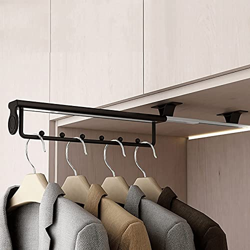 ZYFA Ausziehbare Kleiderstange zum Herausziehen,Schrank deckenmontage,Garderobenauszug Verstellbarer Kleiderschrank,Kleiderbügel Auszie,Kleiderbügelhalter Kleiderbügelauszug ausziehbar