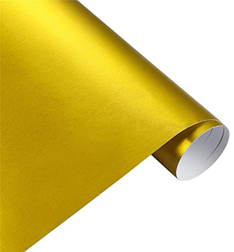 Asudaro DIY Folie Vinyl 100cmx30cm, Flexibel Car Wrapping Klebefolie, Gebürsteter Eisfilm PVC Autofolie Sticker Lackschutzfolie Aufkleber für Auto, Motorrad, Fahrrad, Gold