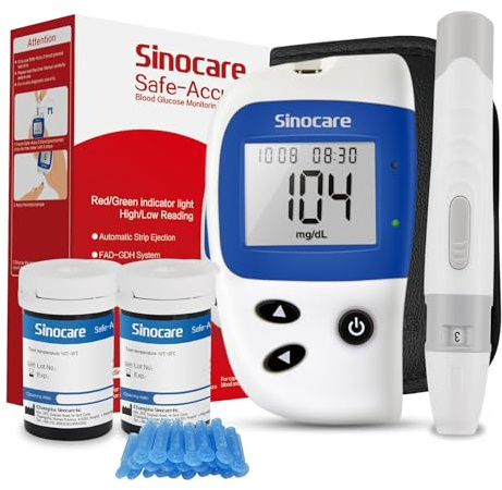 Sinocare Glucometro Safe-Accu2, Misuratore Glicemia Kit con 50 Strisce