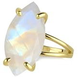 Bagues De Charme Pour Femmes Par Anemone Jewelry - Bagues En Pierre De Lune Marquise En Or 14k - Bagues En Or 14k Faites Main Pour Femmes - Boîte Cadeau Gratuite - Gravure Disponible