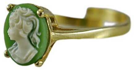 925 Silber Ring - 14k Vergoldet - Lady Cameo - Vintage Schmuck - Kamee - Statement-Ring - Antik - Jugendstil Schmuck - Größenverstellbar - Geschenk für Mama - Geburtstagsgeschenk - Silberring - Schmuck-Geschenk