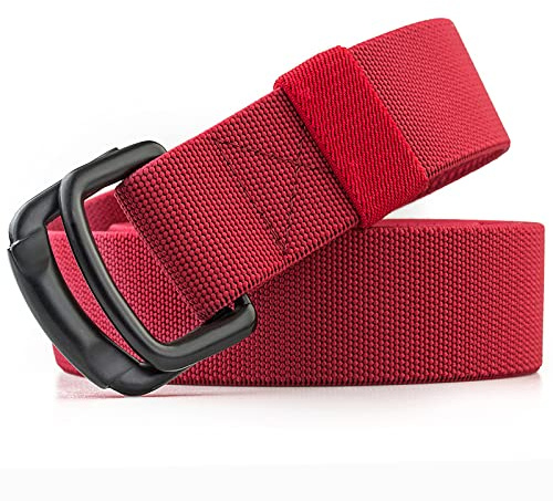 TENINE Unisex Leinwand Gürtel, Elastischer Stoffgürtel Stretchgürtel Militär Gurtband Nylon Gürtel für Damen Herren Taktischer Gürtel Metallschnalle mit Doppel D-Ringe Schnalle