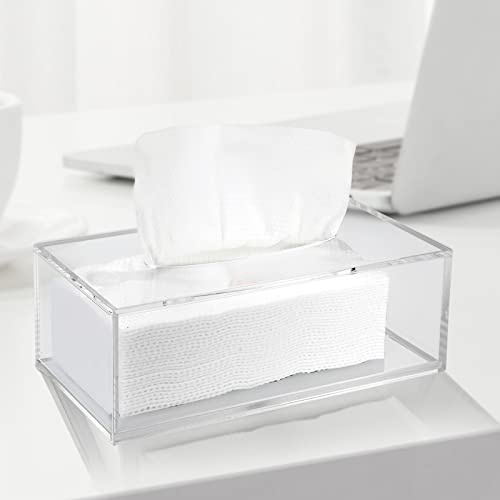 GOCUODE Taschentuchbox (Rein Handgemacht),Acrylic Kosmetiktücher Box,Taschentuchspender,Taschentücher Box für Küchen Büros Schlafzimmer Auto (Transparent)