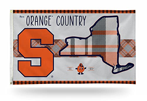 Rico Industries NCAA Syracuse Orange This is Orange Country - Plaid 3' x 5' Banner Flag Single Sided - Indoor or Outdoor - Home Décor
