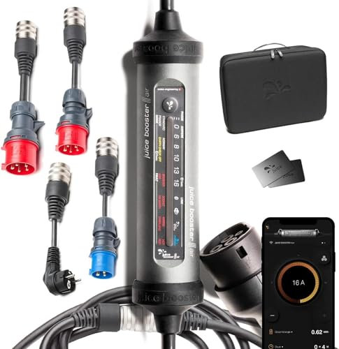 Juice Booster 3 air - Mobile Wallbox 11 kW mit App, ohne Installation, Stromzähler & RFID-Zugang, Temperaturüberwachung im Stecker, Typ 2 Ladekabel - Made in Germany