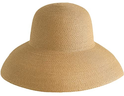 Stakee Sombrero De Paja De Verano Sombrero De Playa Tejido Hecho a Mano Hepburn Estilo Sombrero Ancho De Borde De Borde Plegable Sombrero De Vacaciones Plegable