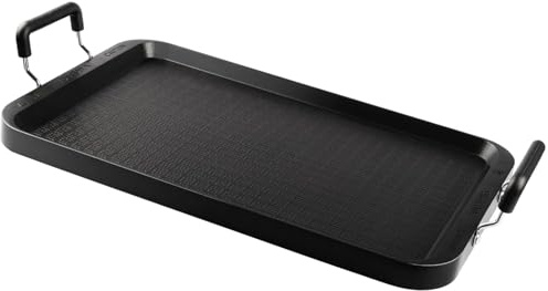 Vayepro Stove Top Flat Griddle, 17 Inch 2 Burner Griddle Pan for Stove Top Grill, Aluminum Pancake pan, Non-Stick Charcoal Grill For Outdoor/Camping