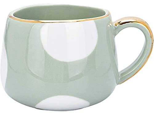SuperglockT Kaffeetasse Keramiktasse mit Goldrand Espressotassen 320ml Teetasse Porzellan Kaffeebecher Geschenk für Frau Mann Geburtstag Valentinstag Muttertag Hochzeit (Grün)