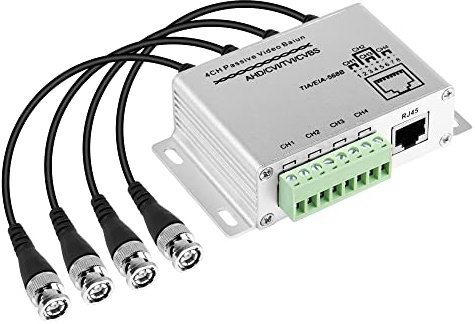 CERRXIAN 4-CH Passive Video Balun, HD 720P/1080P Lega di alluminio BNC a RJ45 Ricetrasmettitore di rete Attrezzatura di trasmissione via cavo coassiale per telecamera