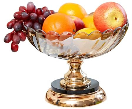 JUNYFFF Verre Cristal Corbeille À Fruits, Table Grande Porte-Fruits Grande Porte-Fruits Corbeille À Fruits Design Corbeille Coupe À Fruits,26X19 Cm