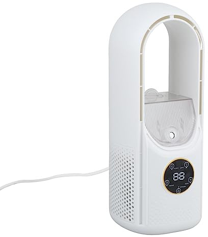 JISADER Acondicionador de Aire Portátil, Ventilador de Escritorio Personal, Silencioso, Ventilador de Refrigeración Ajustable de 6 Velocidades, Enfriador de a, Blanco 12x30cm