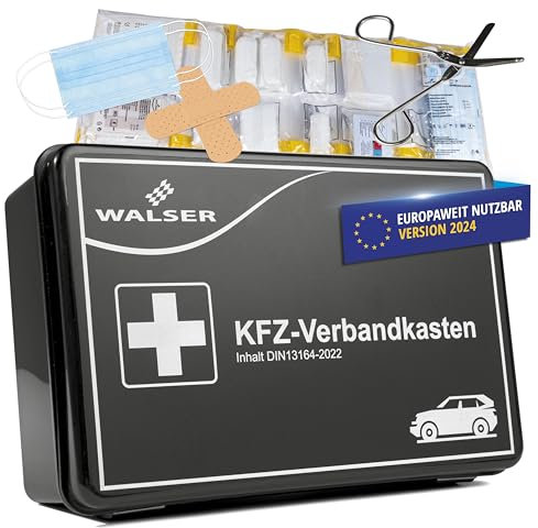 Walser Erste Hilfe Set Auto 2025, Verbandskasten Auto Auszeichnung Sehr Gut*, Auto Verbandskasten 2025, Erste Hilfe Kasten, Verbandskasten Auto 2025, Erste Hilfe Auto, KFZ Verbandkasten DIN 13164 rot