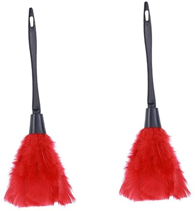 Mobestech 2piezas Plumero De Microfibra Rojo Para Limpiar Muebles y Ventiladores Atrapapolvo Mango Antideslizante Para Grietas y Esquinas Sin Productos Químicos